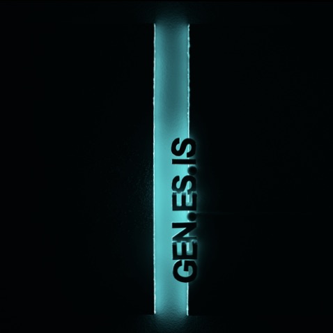 PAGE ZERO by Kiéra Nagy (K-NY) at night. Photoluminescent elements activate within the central gap, transforming the work into a luminous spatial event. The idea becomes visible as light. The diptych shifts from silence to presence, revealing the dual reality of the K-NY system.