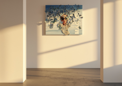 MAGIC MOMENT by K-NY — photoluminescent conceptual artwork in spatial context, dual-spectrum composition interacting with light and architecture