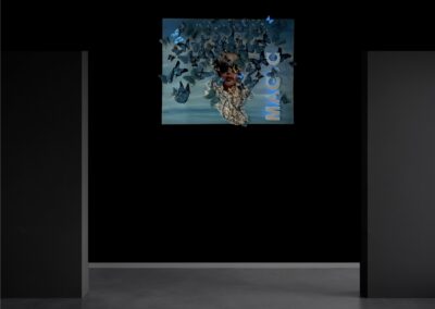 MAGIC MOMENT by K-NY — photoluminescent conceptual artwork in spatial context, dual-spectrum composition interacting with light and architecture
