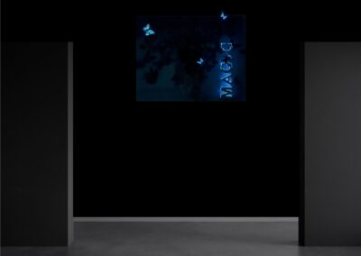 MAGIC MOMENT by K-NY — photoluminescent conceptual artwork in spatial context, dual-spectrum composition interacting with light and architecture