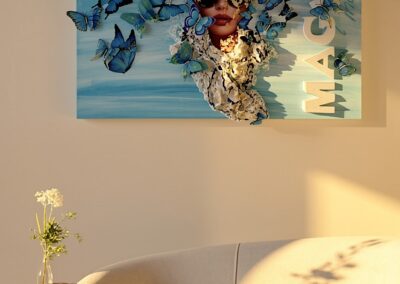 MAGIC MOMENT by K-NY — photoluminescent conceptual artwork in spatial context, dual-spectrum composition interacting with light and architecture
