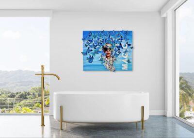 MAGIC MOMENT by K-NY — photoluminescent conceptual artwork in spatial context, dual-spectrum composition interacting with light and architecture