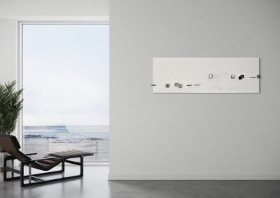 NEW PER by K-NY — photoluminescent conceptual artwork in spatial context, dual-spectrum composition interacting with light and architecture