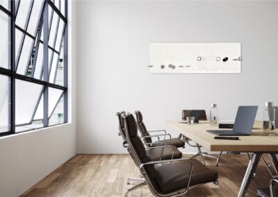 NEW PER by K-NY — photoluminescent conceptual artwork in spatial context, dual-spectrum composition interacting with light and architecture