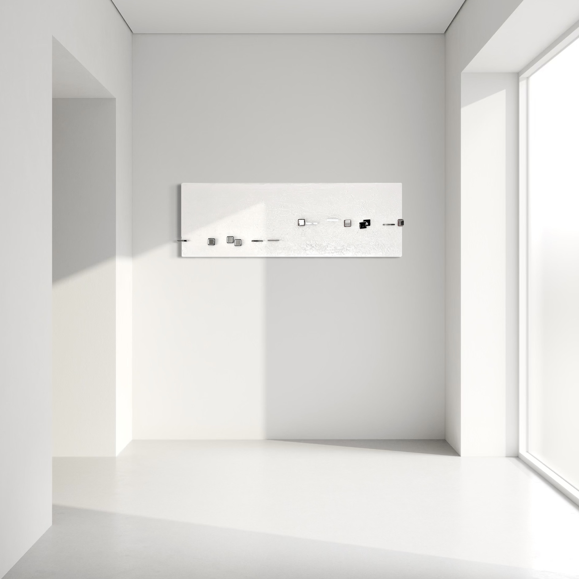 NEW PER by K-NY — photoluminescent conceptual artwork in spatial context, dual-spectrum composition interacting with light and architecture