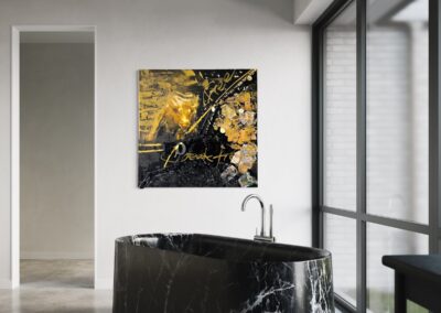 BREAK FREE by K-NY — photoluminescent conceptual artwork in spatial context, dual-spectrum composition interacting with light and architecture.