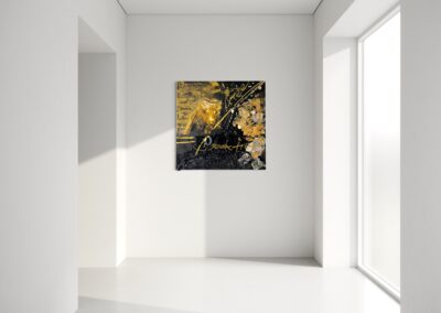 BREAK FREE by K-NY — photoluminescent conceptual artwork in spatial context, dual-spectrum composition interacting with light and architecture.