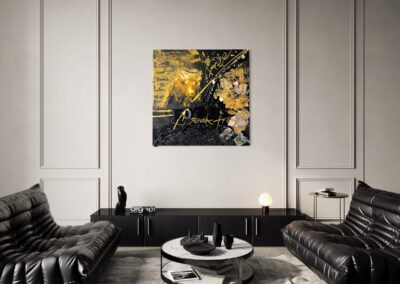 BREAK FREE by K-NY — photoluminescent conceptual artwork in spatial context, dual-spectrum composition interacting with light and architecture.