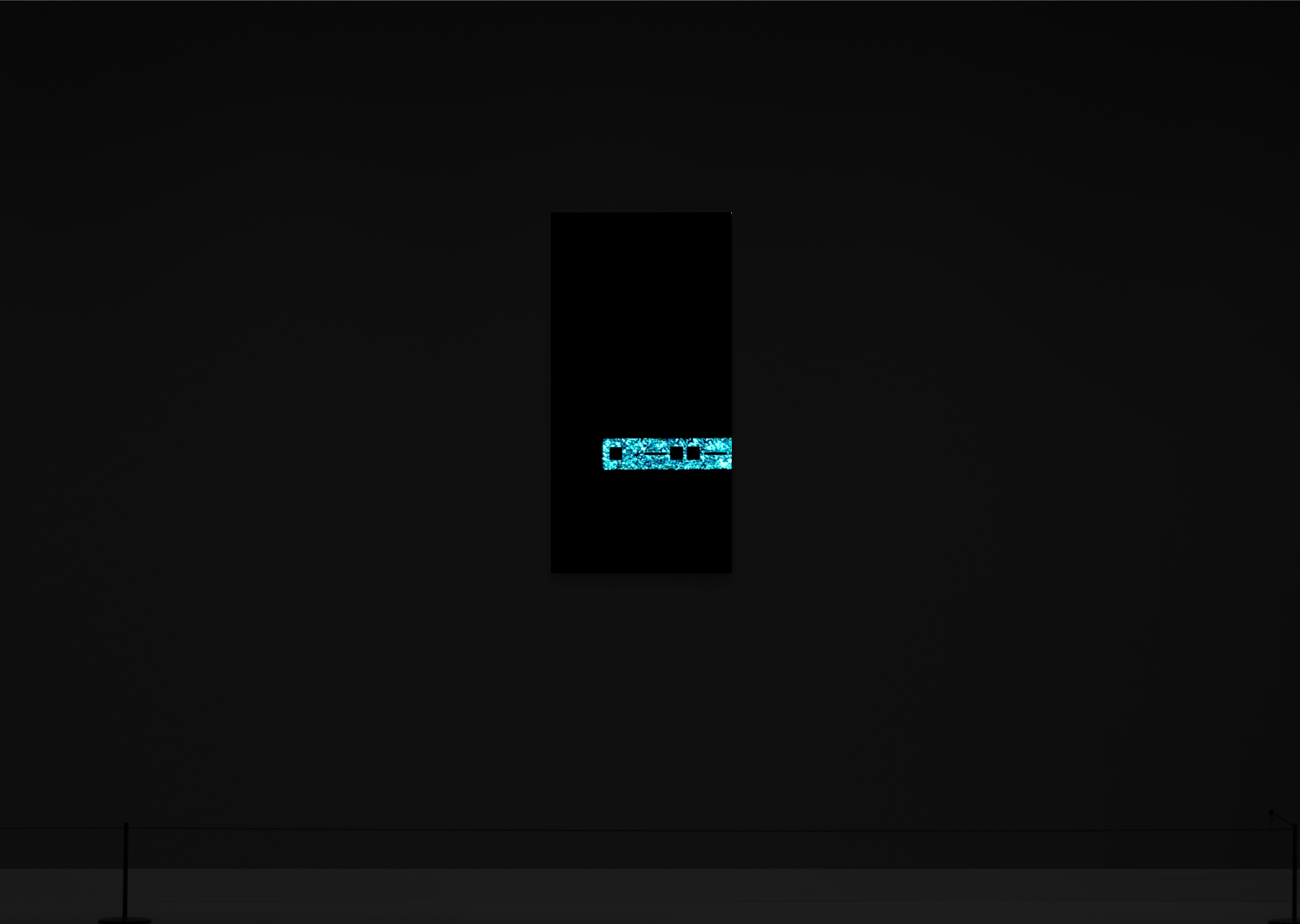 HMM..., MOVE I of CASE 02 — WAIT... by K-NY, shown at night in an architectural interior with its photoluminescent Morse-code element visible.