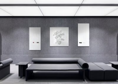 CASE 02 — WAIT... by K-NY, showing all three MOVES HMM..., WAIT A SECOND... and TOUCHÉ. together in an architectural interior.