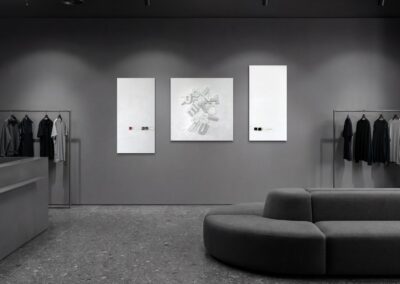 CASE 02 — WAIT... by K-NY, showing all three MOVES HMM..., WAIT A SECOND... and TOUCHÉ. together in an architectural interior.