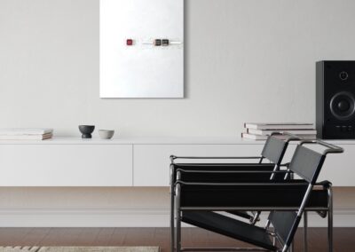 HMM..., MOVE I of CASE 02 — WAIT... by K-NY, shown in an architectural interior with its sculptural surface and Morse-code element visible.