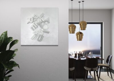 MOVE II — WAIT A SECOND... from CASE 02 — WAIT... by K-NY, shown in an architectural interior with its sculptural material structure visible.