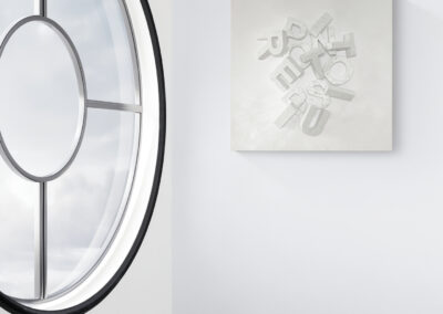 MOVE II — WAIT A SECOND... from CASE 02 — WAIT... by K-NY, shown in an architectural interior with its sculptural material structure visible.